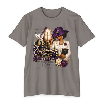 Chosen to Encourage Christian T-Shirt — 'Called to Serve' Purple Church Hat Design