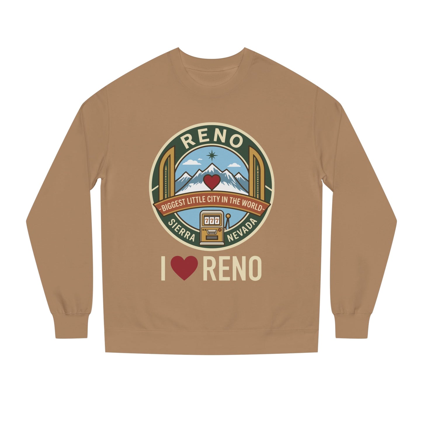 I  Reno Sweatshirt — Vintage Reno Nevada Mountain Badge Crewneck