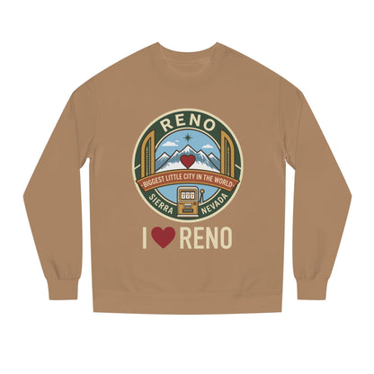 I  Reno Sweatshirt — Vintage Reno Nevada Mountain Badge Crewneck