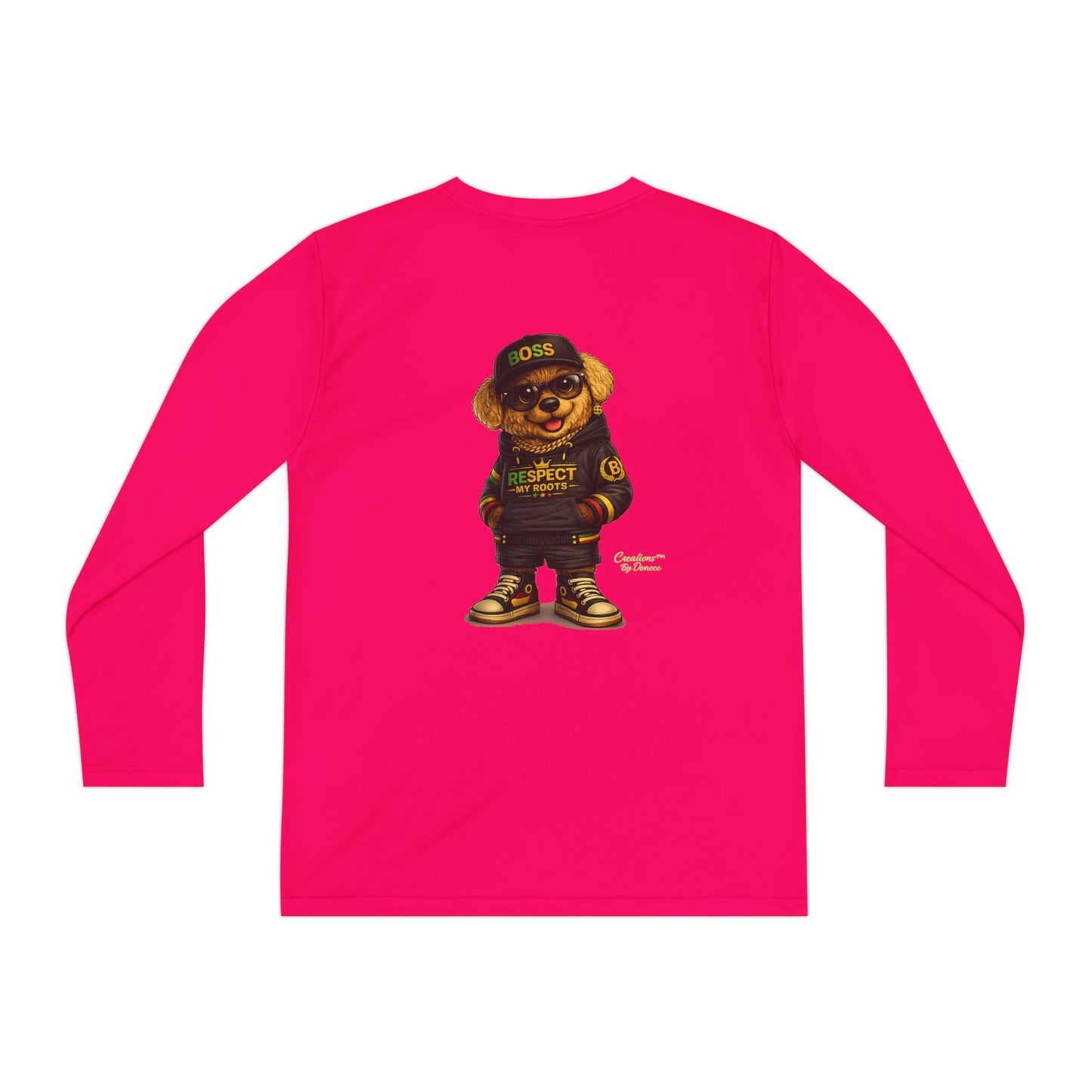 Youth Long Sleeve Tee — Streetwear Bear Graphic, 'Respect' Hip-Hop Kids Shirt