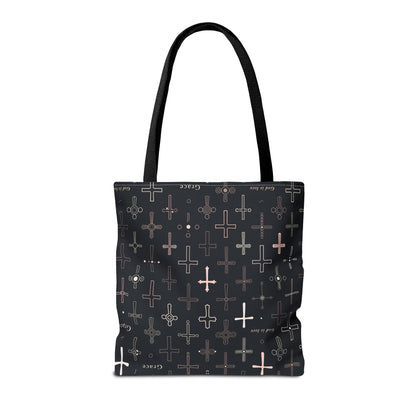 Cross Pattern Tote Bag — Faith & Grace Religious All-Over Print Tote