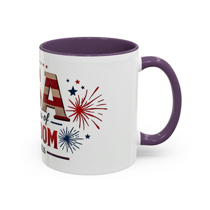 USA 250 Years of Freedom Accent Coffee Mug – 1776–2026 Patriotic Fourth of July Gift