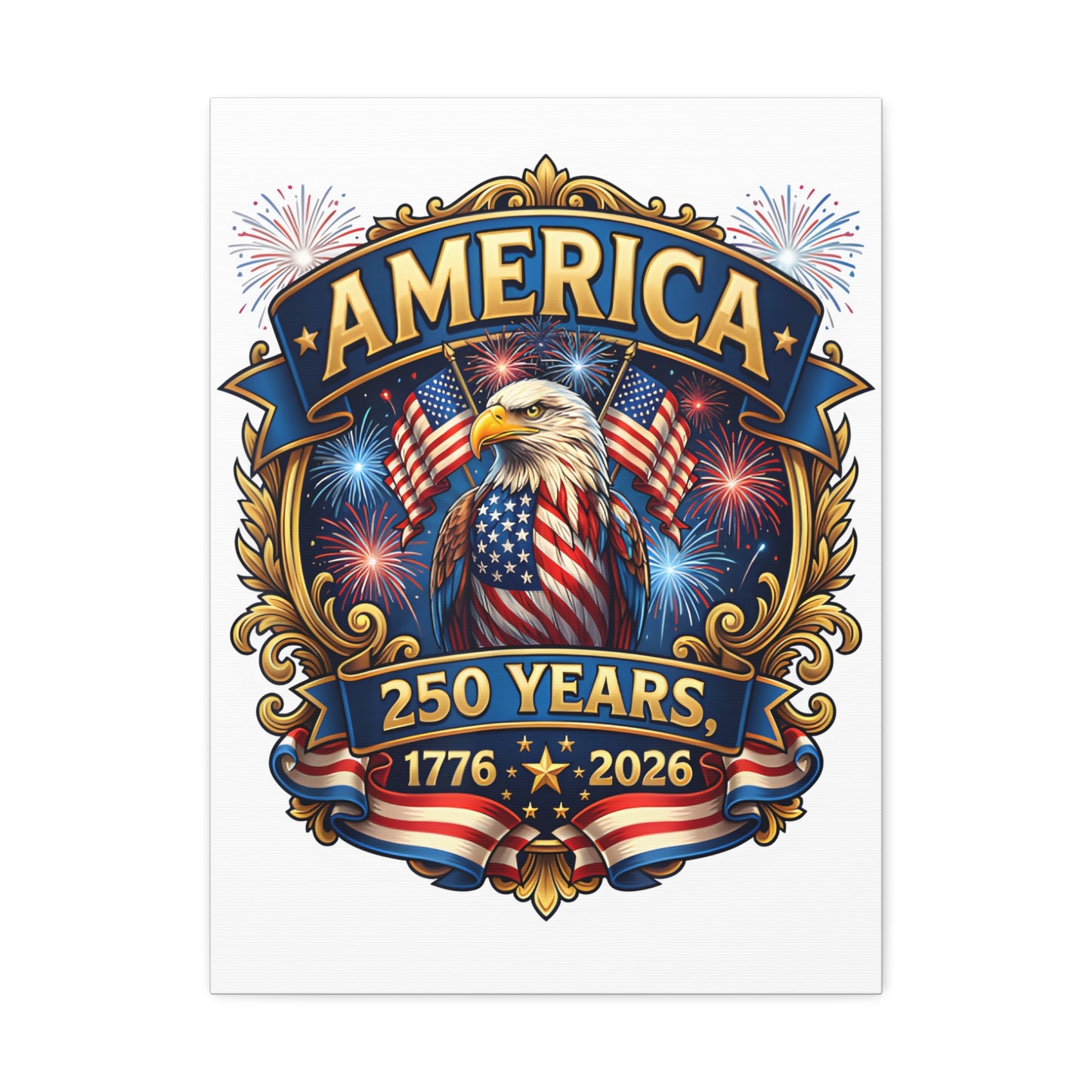 America 250th Anniversary Canvas – Patriotic Eagle 1776-2026 Wall Art