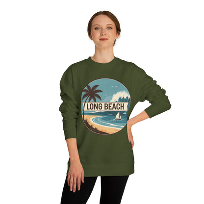 Long Beach Vintage Beach Scene Sweatshirt