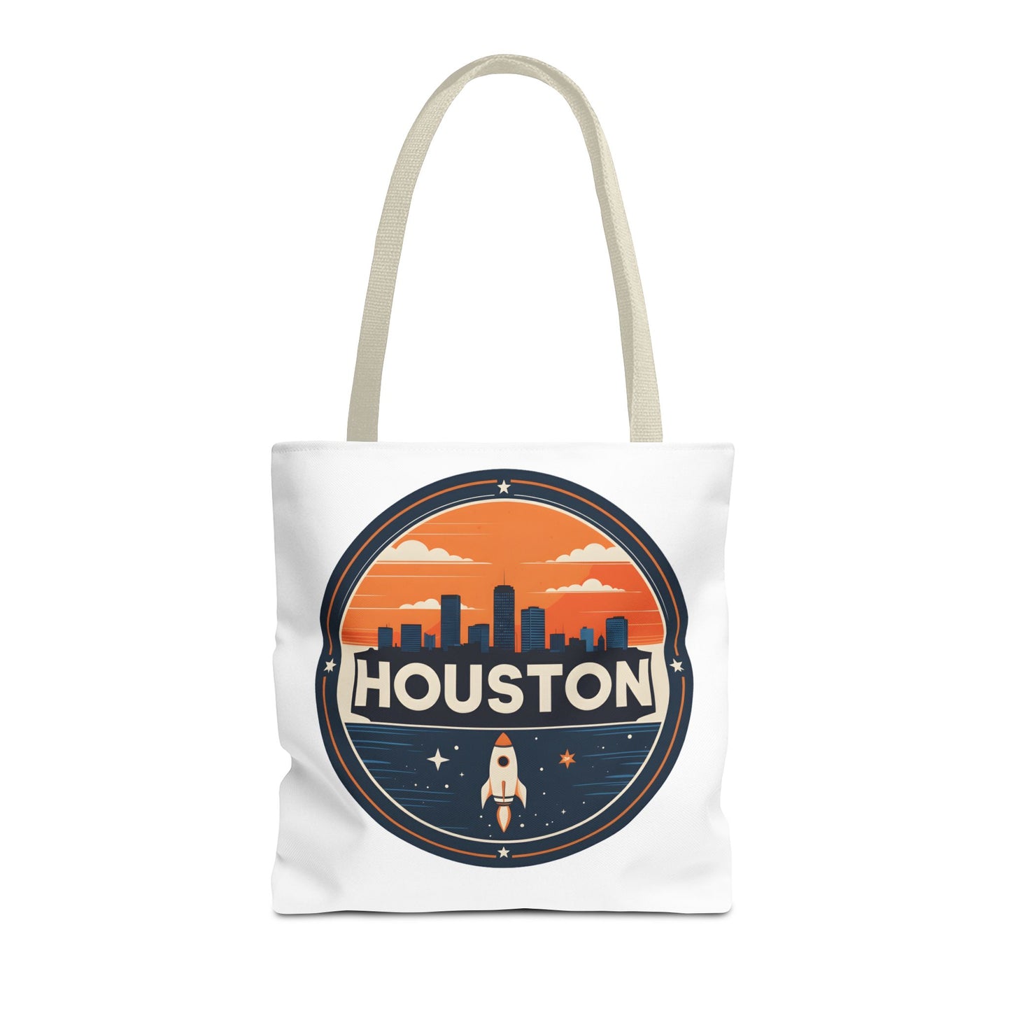 Houston Skyline Rocket Tote Bag – Retro Space City Canvas Tote