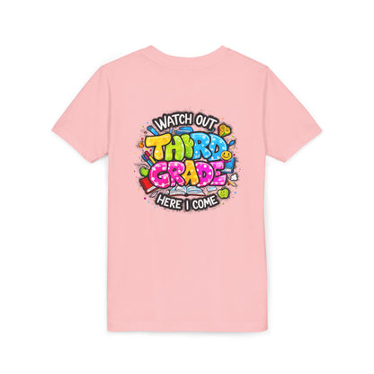 Third Grade Kids T‑Shirt — "Watch Out Third Grade Here I Come" Back-to-School Tee