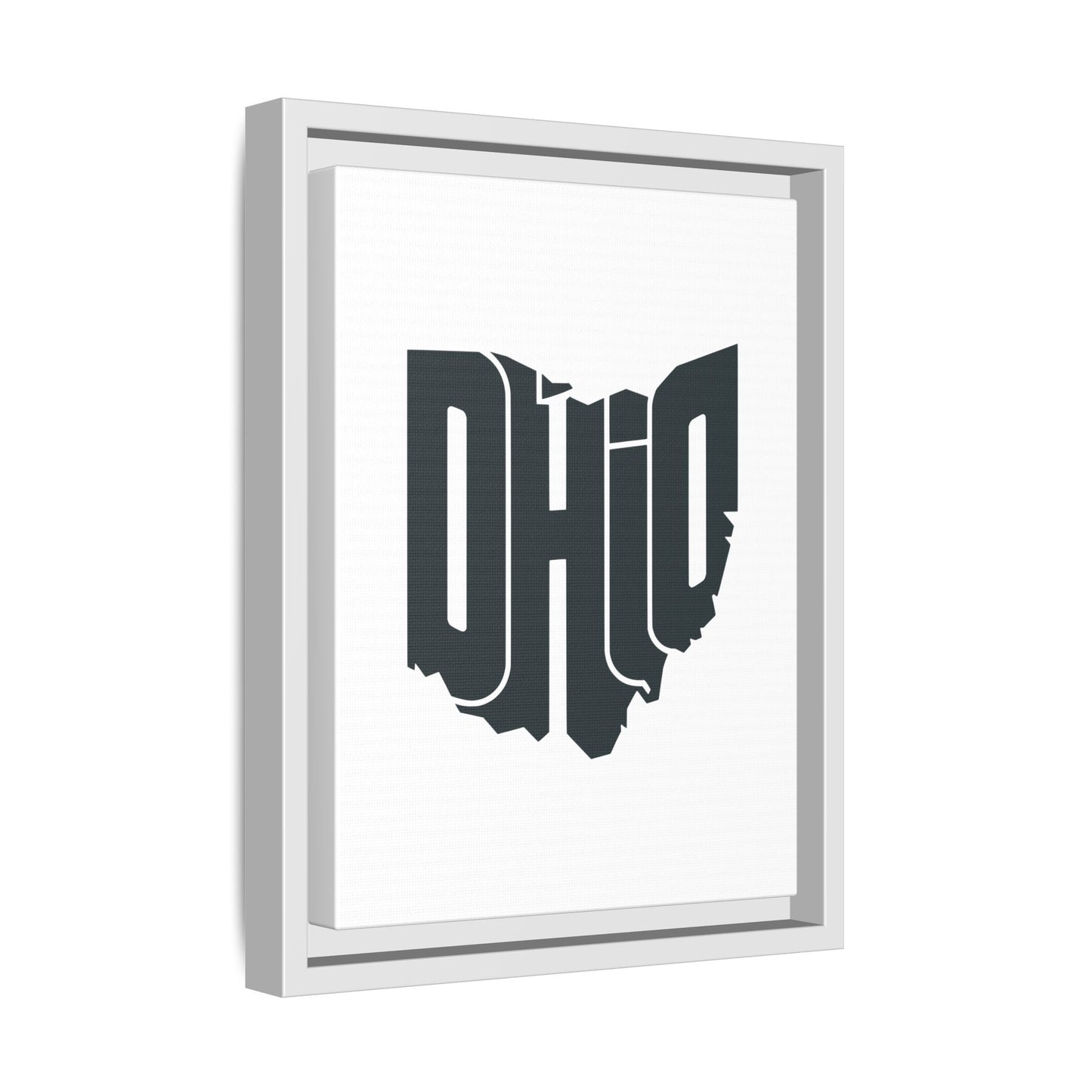 Ohio State Shape Matte Canvas Wall Art — Framed Modern State Typography Print