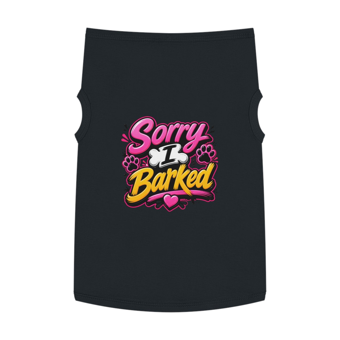 Dog Tank Top — “Sorry I Barked” Cute Paw Print Pet Shirt