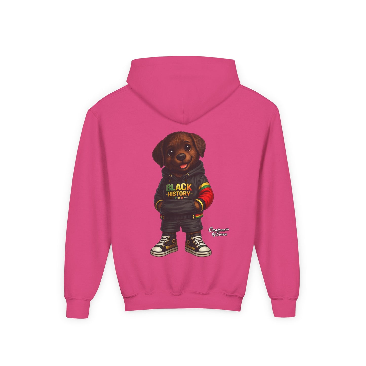 Youth Hoodie - Cute Rottweiler Puppy 'Black History' Graphic Sweatshirt for Kids