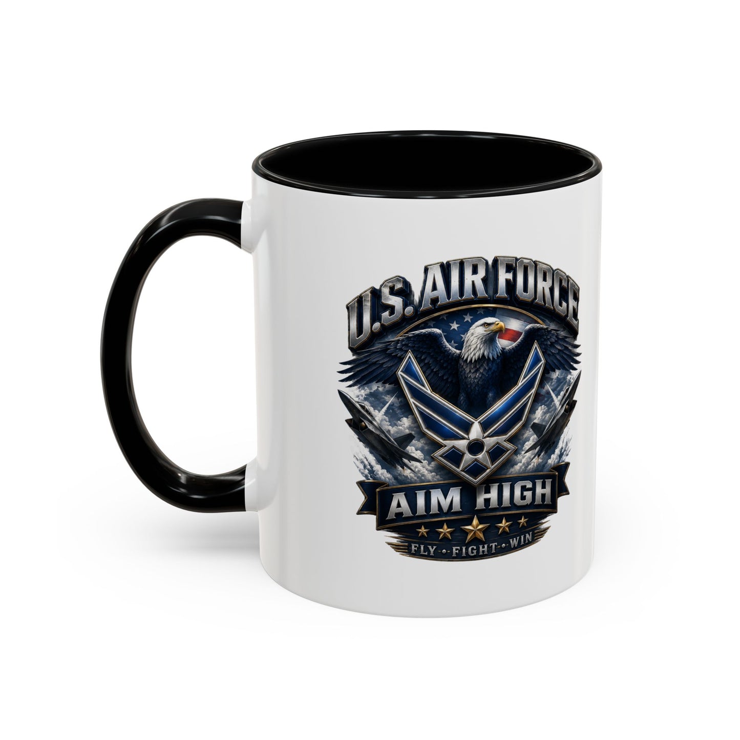 U.S. Air Force Accent Coffee Mug — Aim High Eagle Design (11/15 oz)