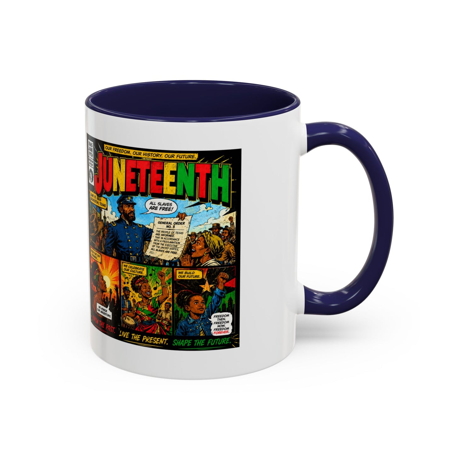 Juneteenth Comic Art Coffee Mug — Celebratory Black History Accent Mug