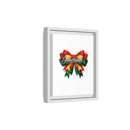 Juneteenth Framed Canvas Print – Festive Red, Green & Gold Ribbon Wall Art