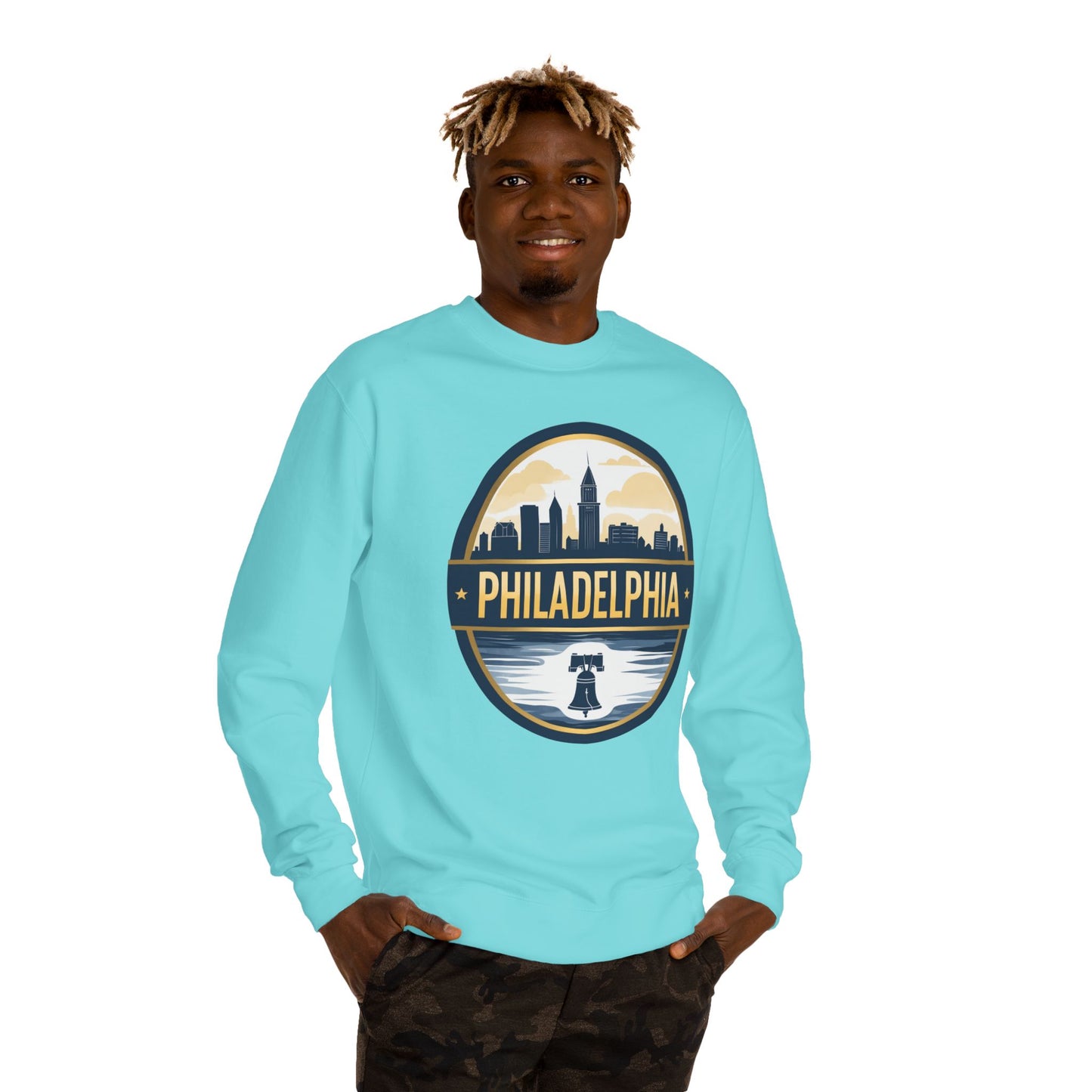 Philadelphia Skyline Crewneck Sweatshirt — Retro Liberty Bell Cityscape