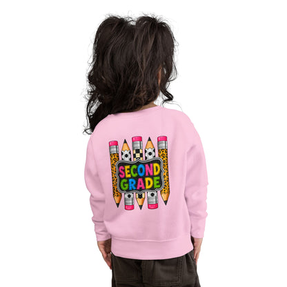 Second Grade Toddler Sweatshirt — Colorful Pencils Back-to-School Crewneck