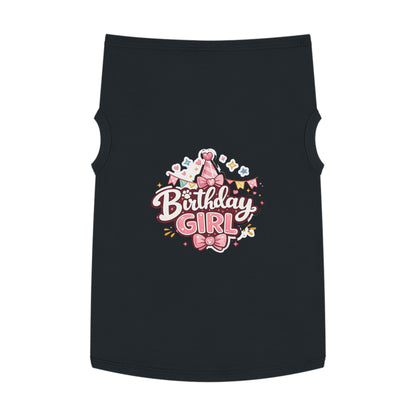 Birthday Girl Pet Tank Top - Pink Party Hat Dog/Cat Tee