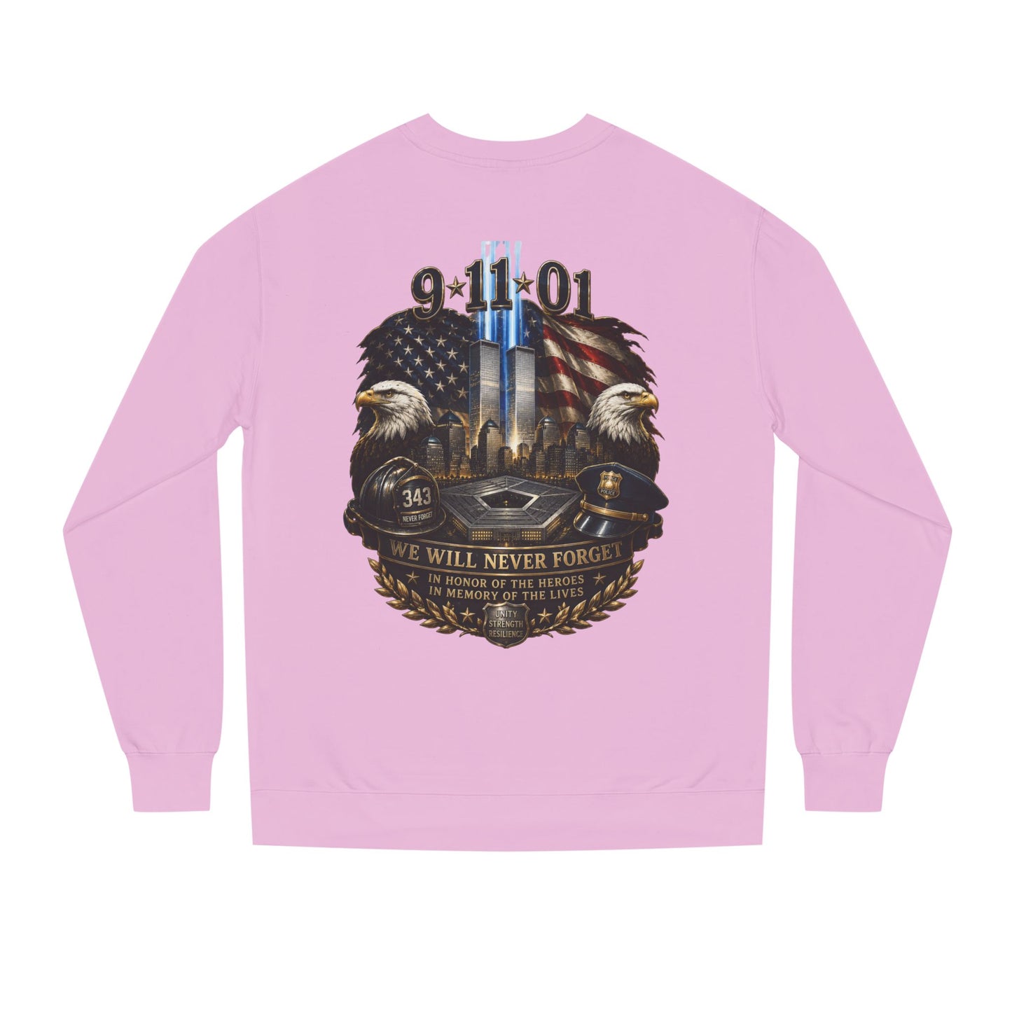 9/11 Memorial Sweatshirt — We Will Never Forget Tribute Crewneck