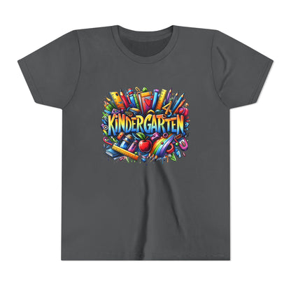 Kindergarten Colorful School Supplies Youth Tee — Back-to-School Kids T-Shirt