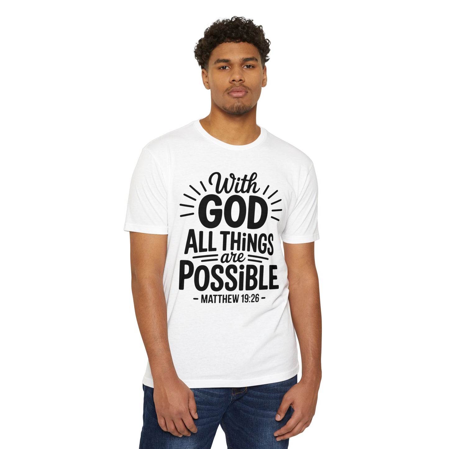 With God All Things Are Possible T-Shirt — Matthew 19:26 Christian Faith Tee