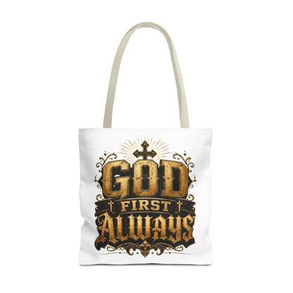God First Always Tote Bag — Christian Faith Inspirational Canvas Tote