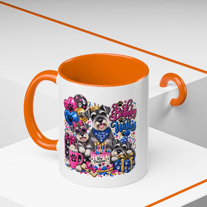 Birthday Wishes Dog Coffee Mug — Cute Paw Print Celebration Mug (11/15oz)