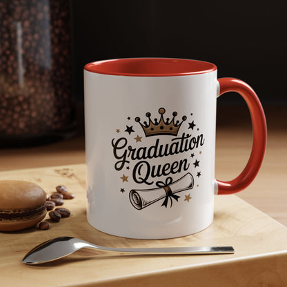 Graduation Queen Accent Coffee Mug — 11/15oz Ceramic Gift with Crown & Diploma Design