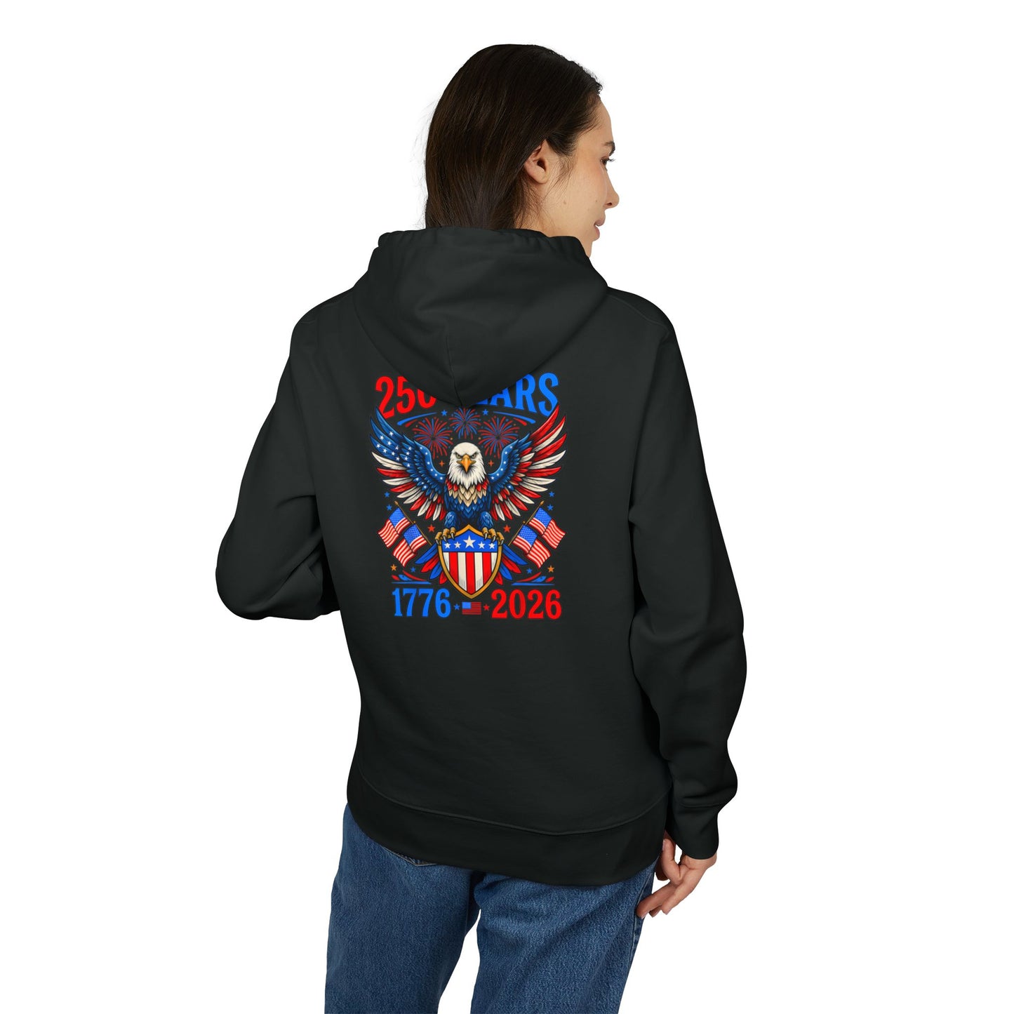 Patriotic Eagle Hoodie — 250 Years 1776–2026 American Flag Design
