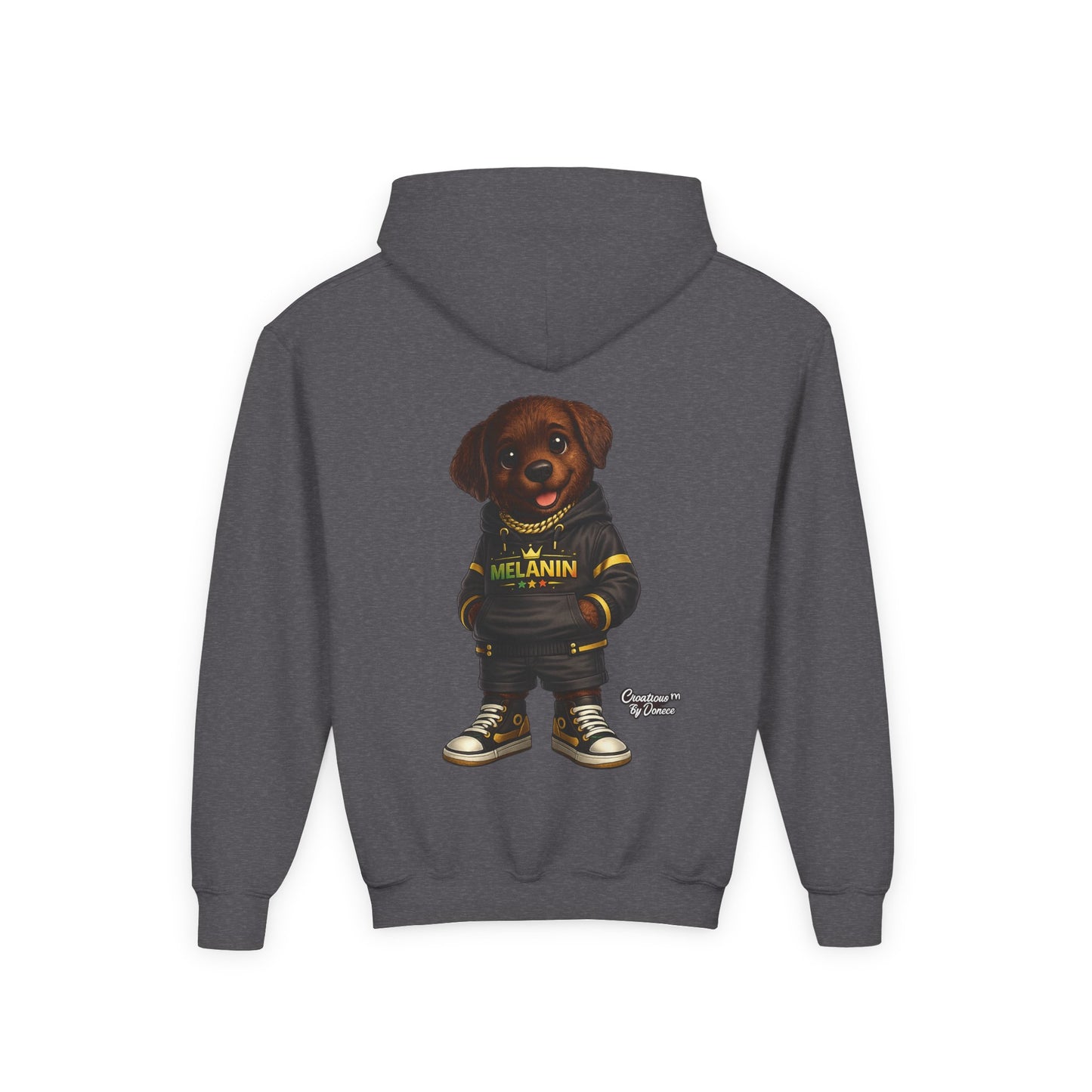 Youth Melanin Pup Hoodie – Cute Rottweiler Cartoon Sweatshirt