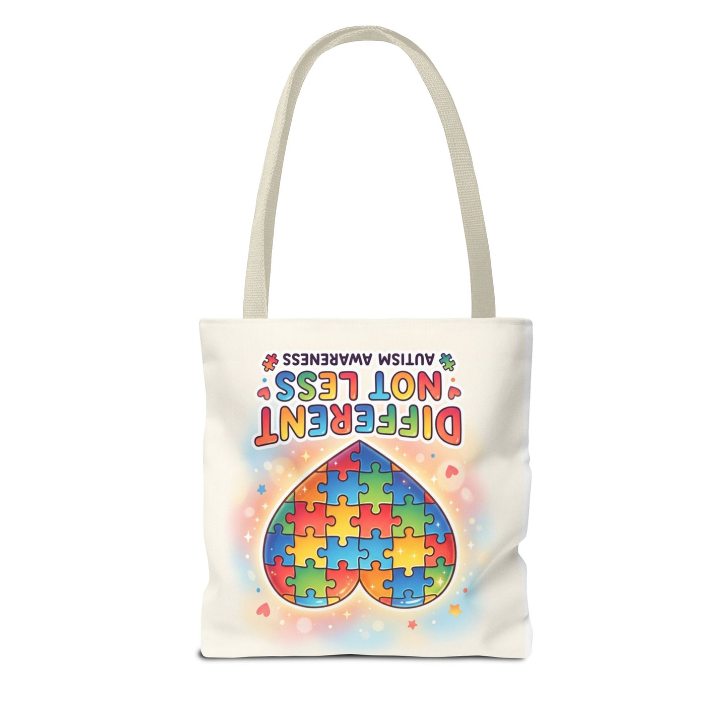 Autism Awareness Tote Bag — "Different Not Less" Puzzle Heart Design