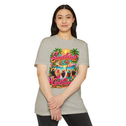 Sunshine & Girlfriends Beach T-Shirt — Tropical Vacation Tee for Friends