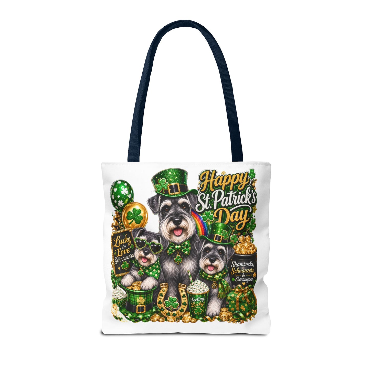 St. Patrick's Day Schnauzer Tote Bag – Happy St. Patrick’s Day Dogs Design