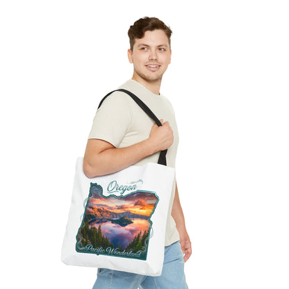 Oregon Scenic Tote Bag — 'Pacific Wonderland' Sunset Landscape Tote