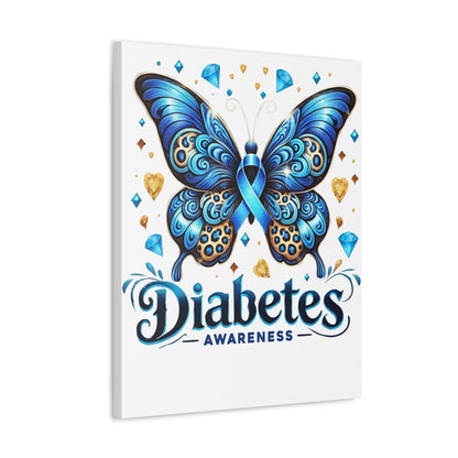 Diabetes Awareness Butterfly Stretched Canvas