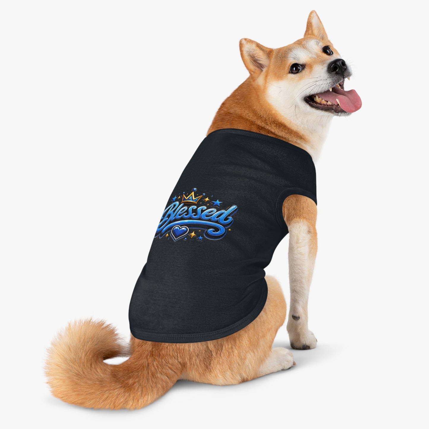 Blessed Pet Tank Top - Blue Crown & Heart Puppy Shirt