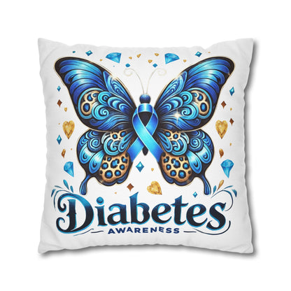 Diabetes Awareness Butterfly Pillowcase — Blue Ribbon Square Pillow