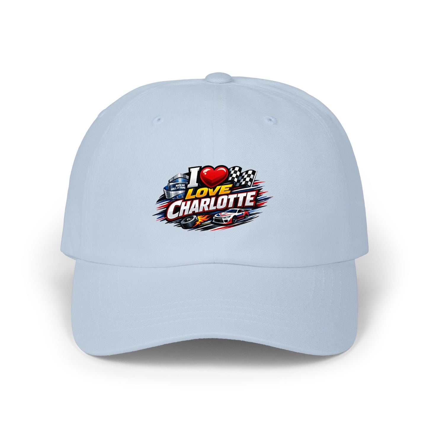 I Love Charlotte Dad Cap – Retro Racing Graphic Baseball Hat