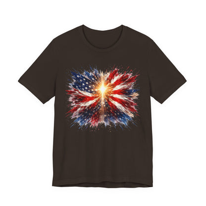 American Flag Explosion T‑Shirt — Patriotic Firework USA Tee