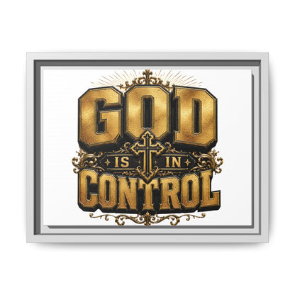 Framed Matte Canvas — "God Is In Control" Inspirational Wall Art