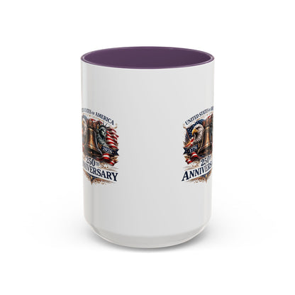 250th Anniversary Accent Coffee Mug — Patriotic United States Bell & Eagle Design (11/15 oz)