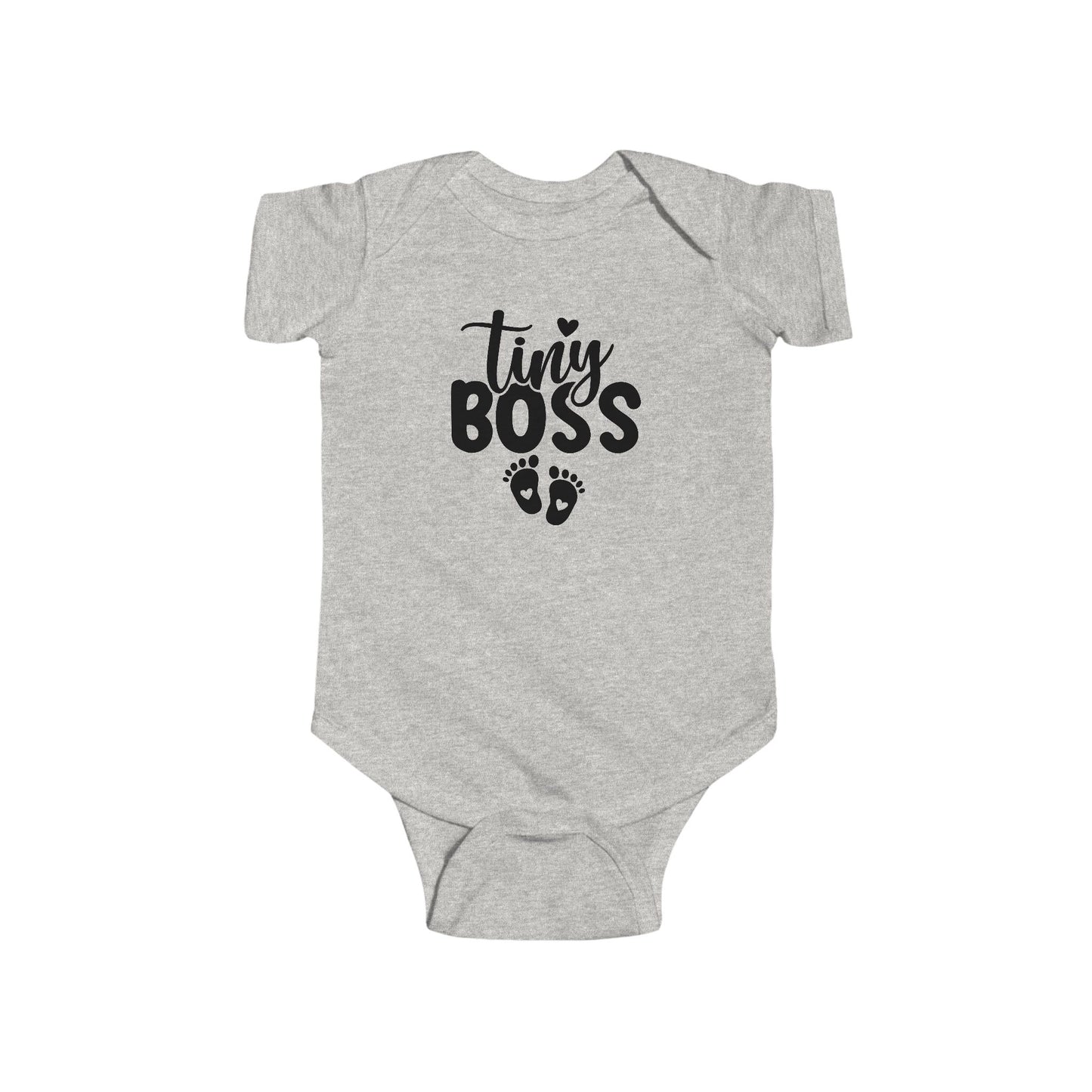 Infant Bodysuit - "Tiny Boss" Baby Onesie with Footprint Graphic