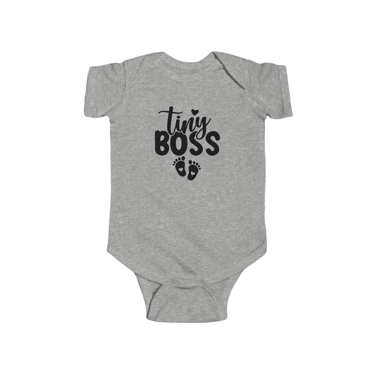 Infant Bodysuit - "Tiny Boss" Baby Onesie with Footprint Graphic