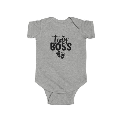 Infant Bodysuit - "Tiny Boss" Baby Onesie with Footprint Graphic