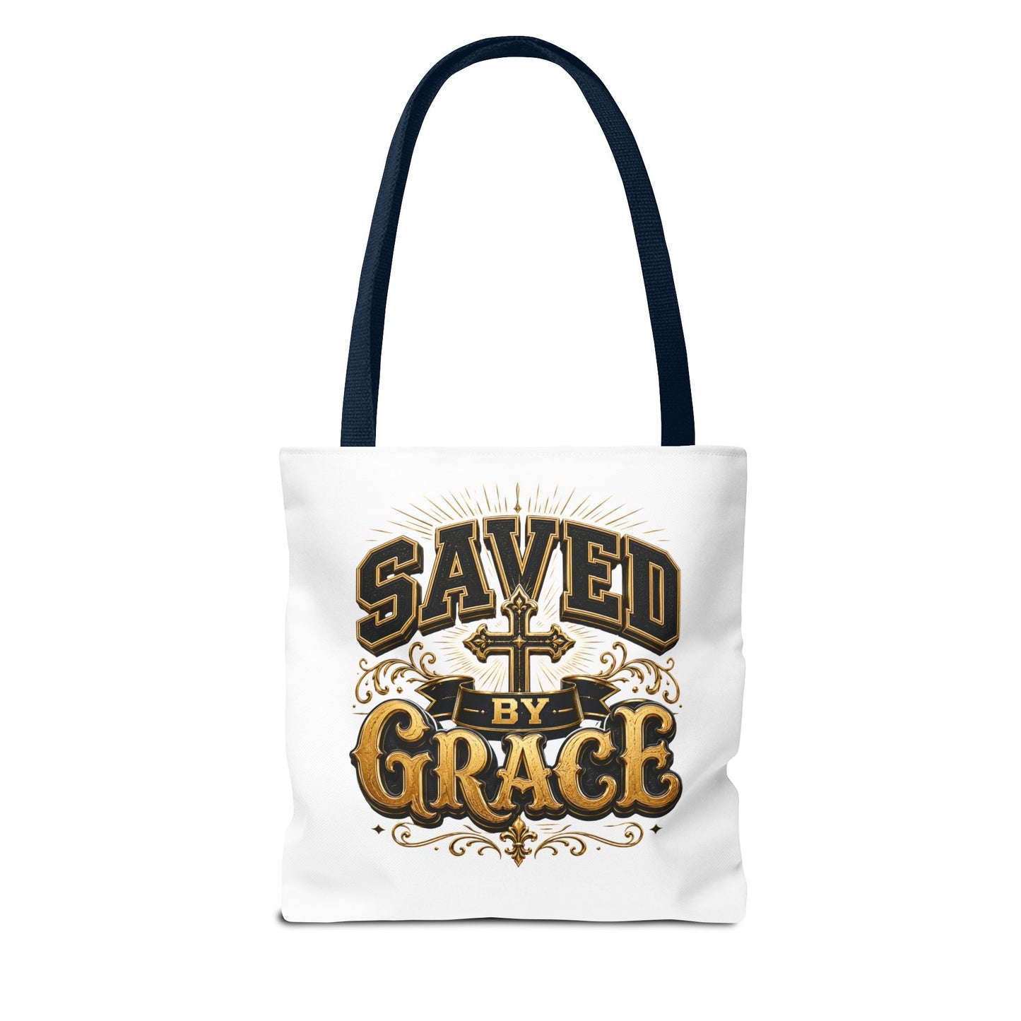Saved by Grace Tote Bag – Christian Cross Inspirational Canvas Tote