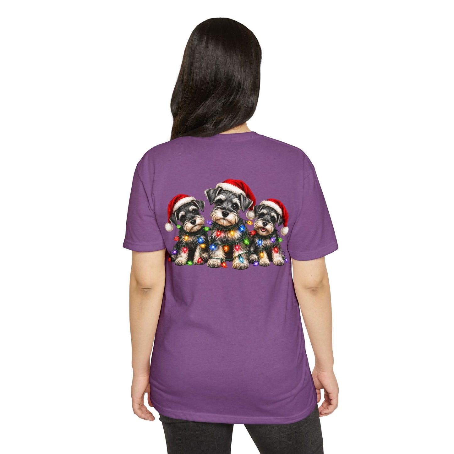 Christmas Schnauzer Puppies T-Shirt – Cute Santa Hat Dog Holiday Tee