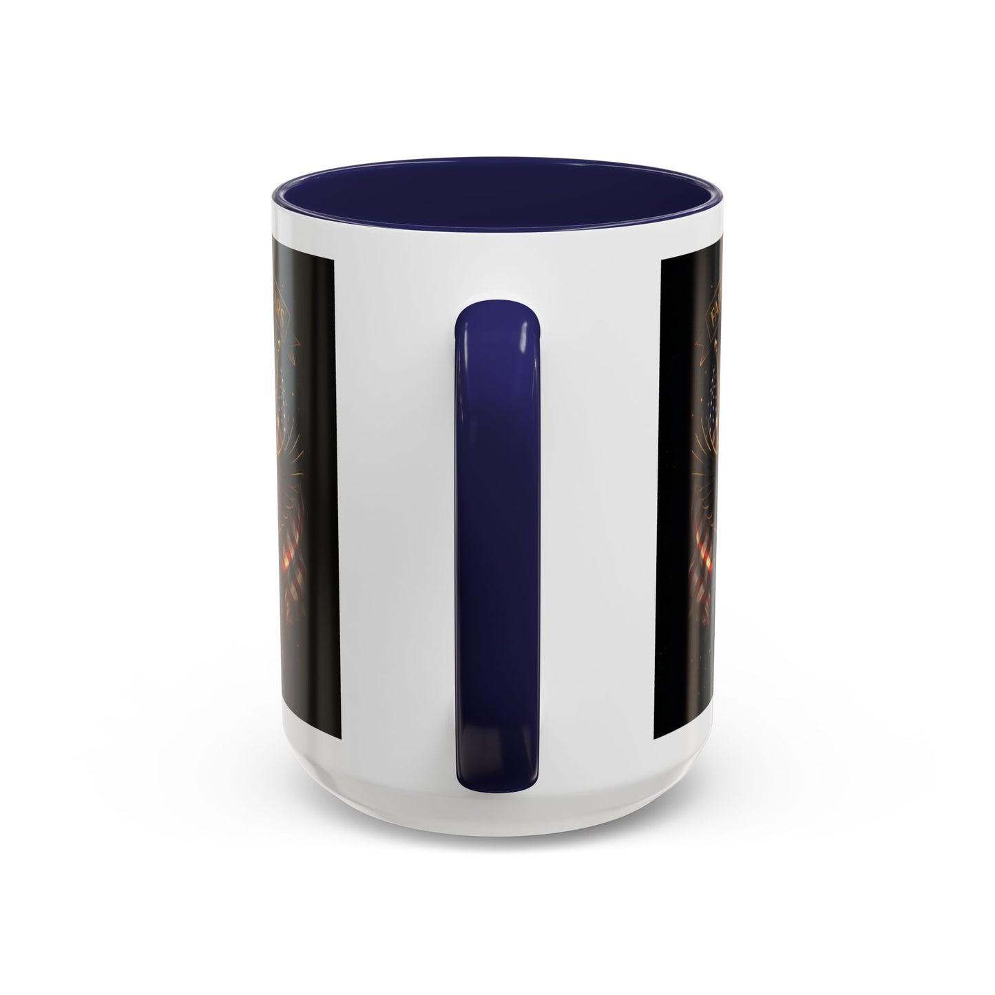 Patriotic Faith & Freedom Accent Coffee Mug — Eagle, Cross & American Flag (1776–2026)
