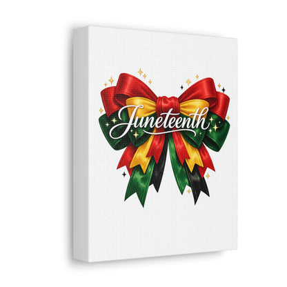 Juneteenth Celebration Stretched Canvas — Pan-African Ribbon Wall Art