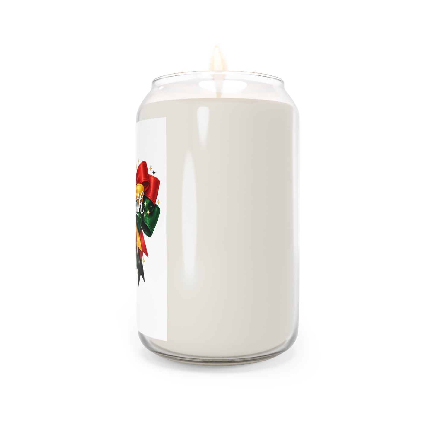 Juneteenth Scented Soy Candle 13.75oz — Festive Red, Green & Gold Ribbon