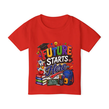 Toddler T-Shirt — "Future Starts Here" Back-to-School Graphic Tee