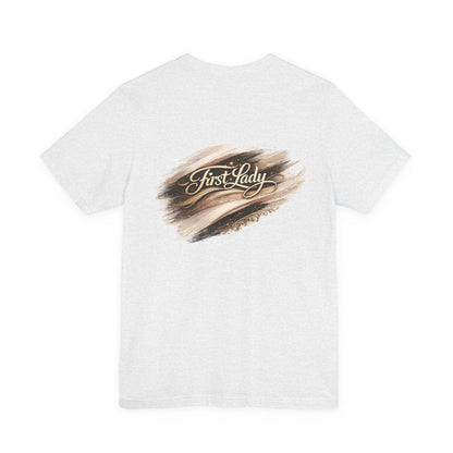 First Lady Brushstroke Tee — Elegant Script Graphic T‑Shirt