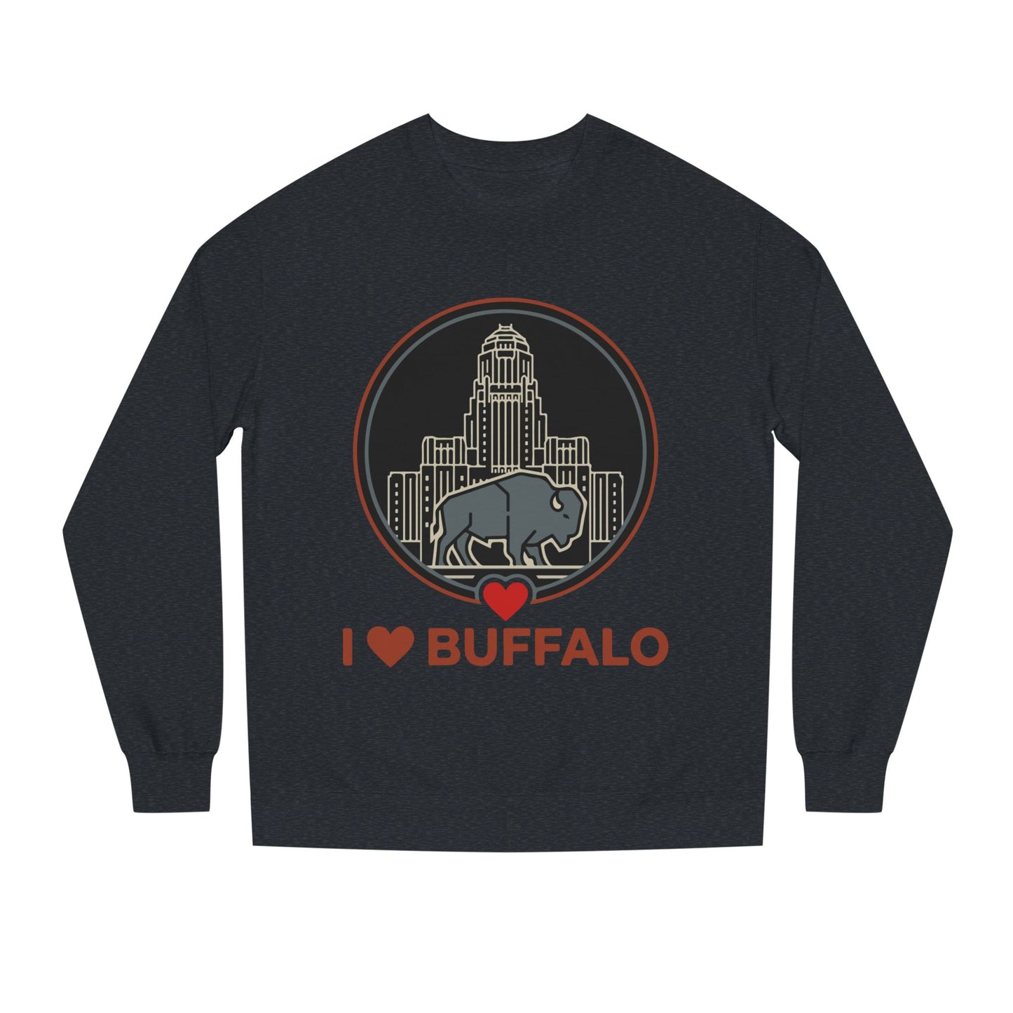 I  Buffalo Sweatshirt — Buffalo Skyline & Bison Graphic Crewneck