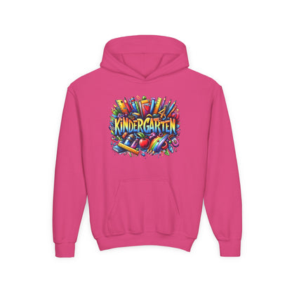 Kindergarten Kids Hoodie — Colorful School Supplies Back-to-School Sweatshirt